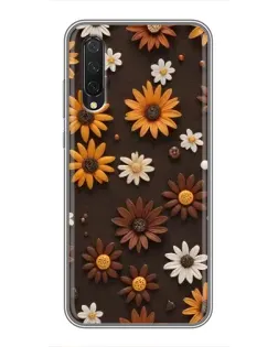 Чехол для Xiaomi Mi A3 с картинкой «Узор из маленьких подсолнухов»