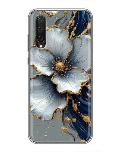 Чехол для Xiaomi Mi A3 с картинкой «Белый цветок и золотой флюид» Чехол для Xiaomi Mi A3 с картинкой «Белый цветок и золотой флюид»