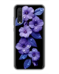 Чехол для Xiaomi Mi A3 с картинкой «Фиолетовые цветы с росою»