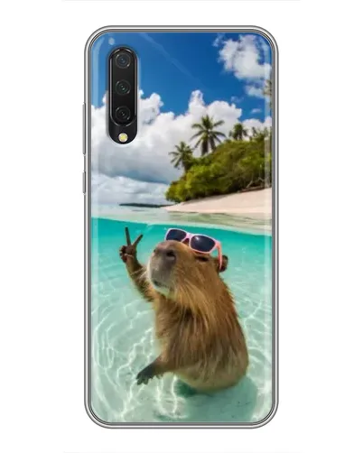 Чехол для Xiaomi Mi A3 с картинкой «Капибара на море»