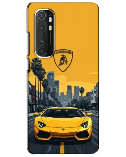 Чехол для Xiaomi Mi Note 10 Lite с картинкой «Желтый Lamborghini город»
