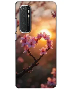 Чехол для Xiaomi Mi Note 10 Lite с картинкой «Розовый цвет сердце на фоне заката»