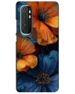 Чехол для Xiaomi Mi Note 10 Lite с картинкой «Яркая сине-оранжевая флора»
