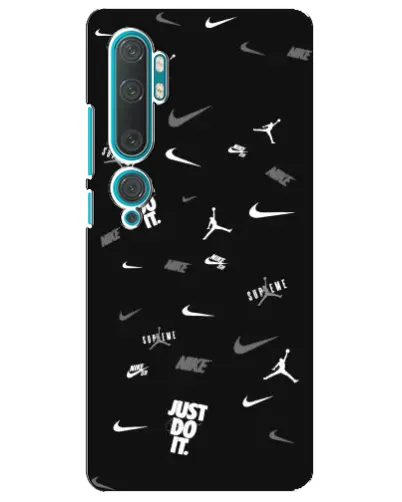 Чехол для Xiaomi Mi Note 10 с картинкой «Nike Black Pattern»