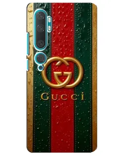 Чохол для Xiaomi Mi Note 10 з картинкою «Gucci — фірмова смуга та золото»