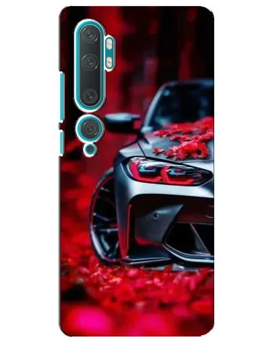 Чехол для Xiaomi Mi Note 10 с картинкой «Спортивная BMW и цветы»