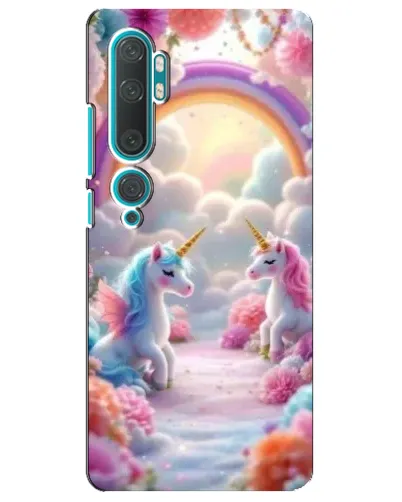 Чехол для Xiaomi Mi Note 10 с картинкой «Радуга и единороги»