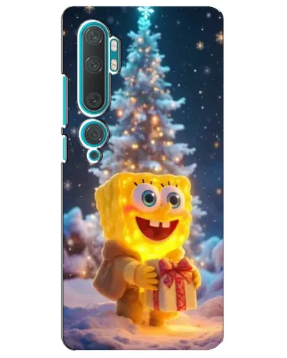 Чехол для Xiaomi Mi Note 10 с картинкой «Рождественский Спанч Боб»