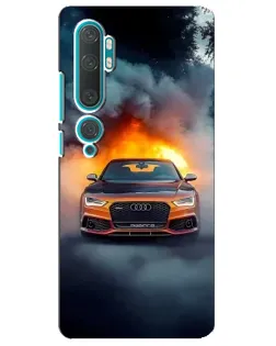 Чохол для Xiaomi Mi Note 10 з картинкою «Audi у вогняному диму»
