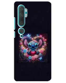 Чехол для Xiaomi Mi Note 10 с картинкой «Stitch в цветах»