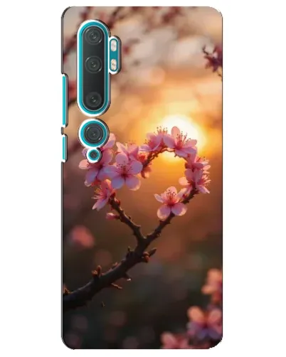 Чехол для Xiaomi Mi Note 10 с картинкой «Розовый цвет сердце на фоне заката» Чехол для Xiaomi Mi Note 10 с картинкой «Розовый цвет сердце на фоне заката»
