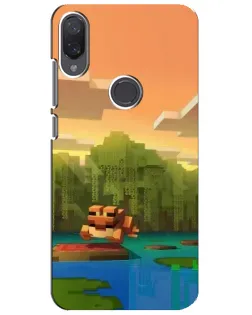 Чехол для Xiaomi Mi Play с картинкой «Майнкрафт закат солнца»