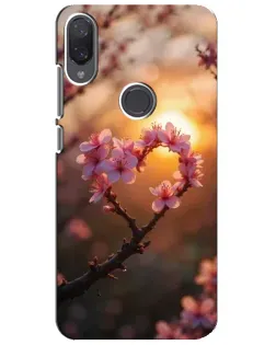 Чехол для Xiaomi Mi Play с картинкой «Розовый цвет сердце на фоне заката»