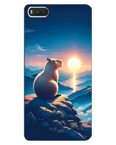 Чохол для Xiaomi Mi8 з картинкою «Захід сонця з капібарою»