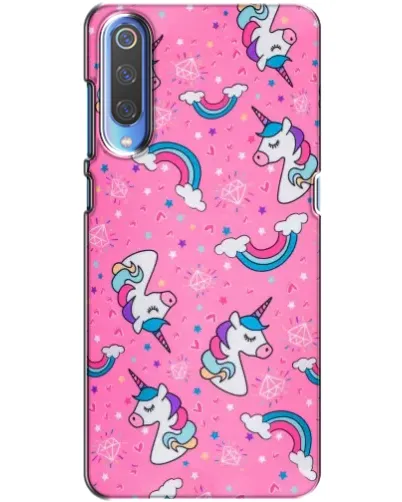 Чехол для Xiaomi Mi 9 с картинкой «Unicorn паттерн розовый»
