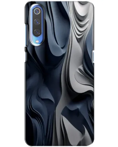 Чехол для Xiaomi Mi 9 с картинкой «Объемные синие складки»