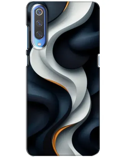 Чехол для Xiaomi Mi 9 с картинкой «Объемные черно-белые ленты»