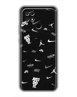 Чохол для Xiaomi POCO C40 з картинкою «Nike Black Pattern»