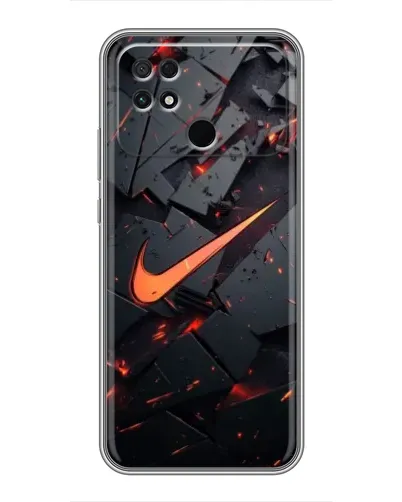Чехол для Xiaomi POCO C40 с картинкой «Nike — эффект разломов»