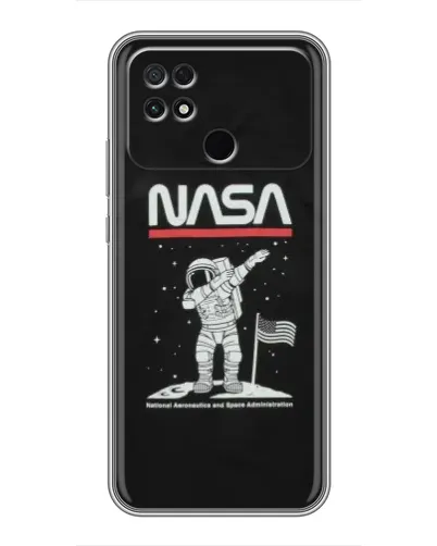 Чехол для Xiaomi POCO C40 с картинкой «NASA — шагаем по Луне»