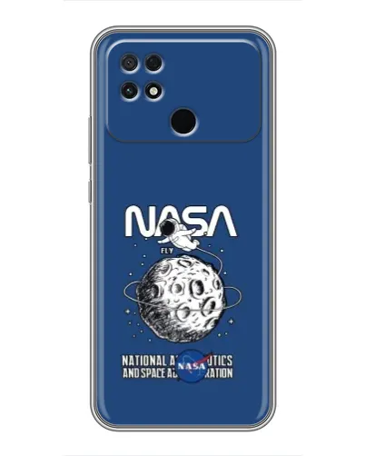 Чехол для Xiaomi POCO C40 с картинкой «NASA — лунная миссия»
