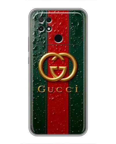 Чехол для Xiaomi POCO C40 с картинкой «Gucci — фирменная полоса и золото» Чехол для Xiaomi POCO C40 с картинкой «Gucci — фирменная полоса и золото»