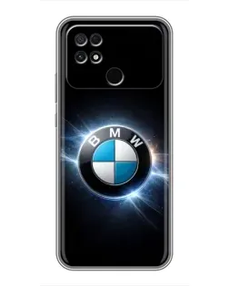 Чехол для Xiaomi POCO C40 с картинкой «BMW — неоновое сияние»