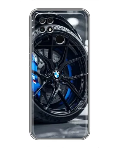 Чехол для Xiaomi POCO C40 с картинкой «Колесо BMW вблизи»