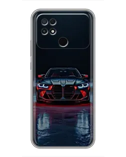 Чехол для Xiaomi POCO C40 с картинкой «BMW на мокрой дороге»