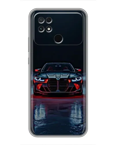 Чехол для Xiaomi POCO C40 с картинкой «BMW на мокрой дороге»