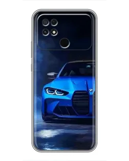 Чехол для Xiaomi POCO C40 с картинкой «Голубая BMW M4»