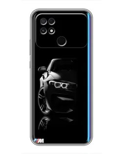 Чехол для Xiaomi POCO C40 с картинкой «Силуэт BMW в темноте»