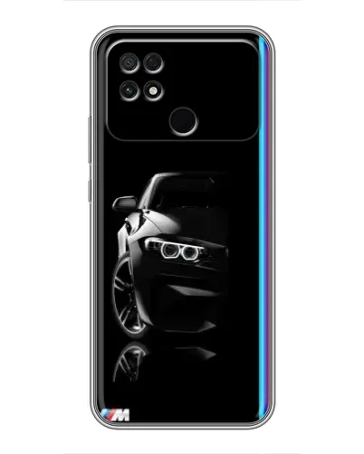Чехол для Xiaomi POCO C40 с картинкой «Силуэт BMW в темноте»