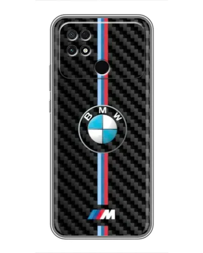Чехол для Xiaomi POCO C40 с картинкой «Эмблема BMW и карбон»
