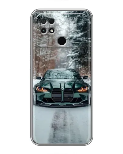 Чехол для Xiaomi POCO C40 с картинкой «BMW в зимнем лесу»