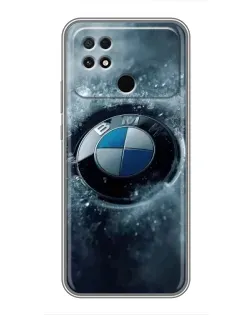 Чехол для Xiaomi POCO C40 с картинкой «Логотип BMW — лед»