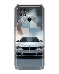 Чехол для Xiaomi POCO C40 с картинкой «BMW в белом дыму»