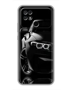 Чехол для Xiaomi POCO C40 с картинкой «Черная BMW — профиль»