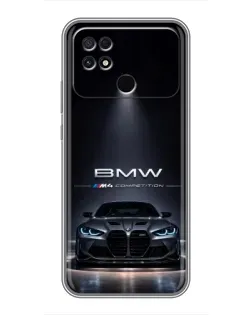 Чехол для Xiaomi POCO C40 с картинкой «BMW сквозь ночной город»