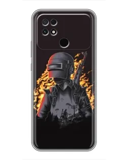 Чохол для Xiaomi POCO C40 з картинкою «PUBG — вогняний силует»