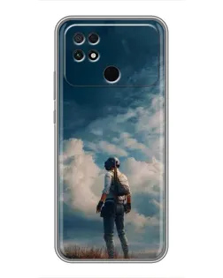 Чохол для Xiaomi POCO C40 з картинкою «Герой PUBG на скелі»