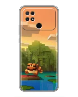 Чохол для Xiaomi POCO C40 з картинкою «Майнкрафт захід сонця»