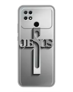 Чехол для Xiaomi POCO C40 с картинкой «Металлический крест Jesus»