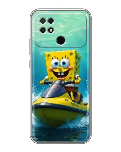 Чехол для Xiaomi POCO C40 с картинкой «Спанч Боб на гидроцикле»
