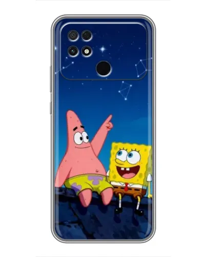 Чехол для Xiaomi POCO C40 с картинкой «Губка Боб и Патрик ночью»