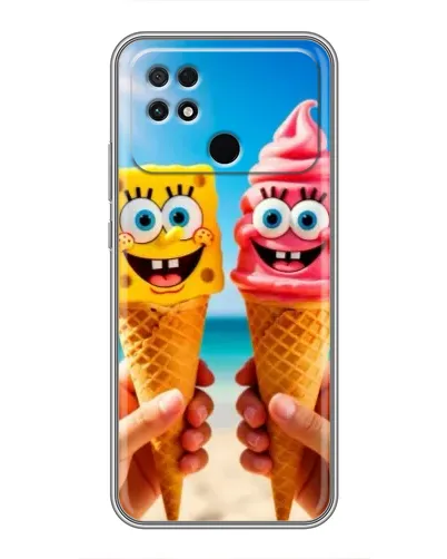 Чехол для Xiaomi POCO C40 с картинкой «Спанч Боб мороженое»