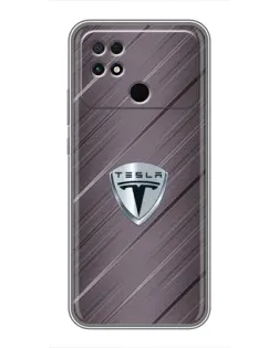 Чехол для Xiaomi POCO C40 с картинкой «Металлическая текстура Tesla»