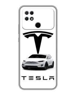 Чехол для Xiaomi POCO C40 с картинкой «Tesla White Style»