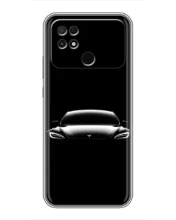 Чехол для Xiaomi POCO C40 с картинкой «Фары Tesla Night»
