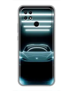 Чехол для Xiaomi POCO C40 с картинкой «Tesla в неоне»